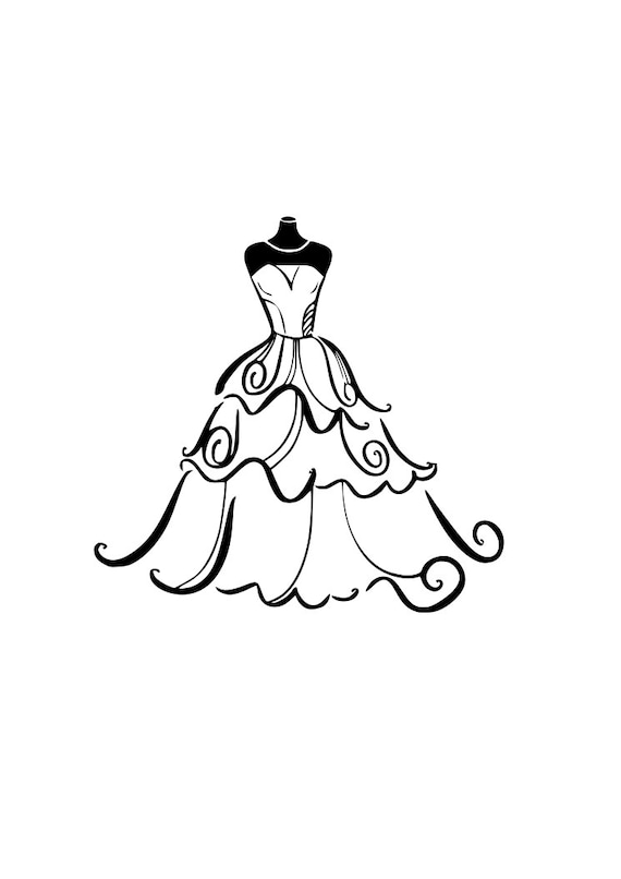 Download Wedding Dress Svg Bride Outline Svg Digital Download Cuttable Etsy