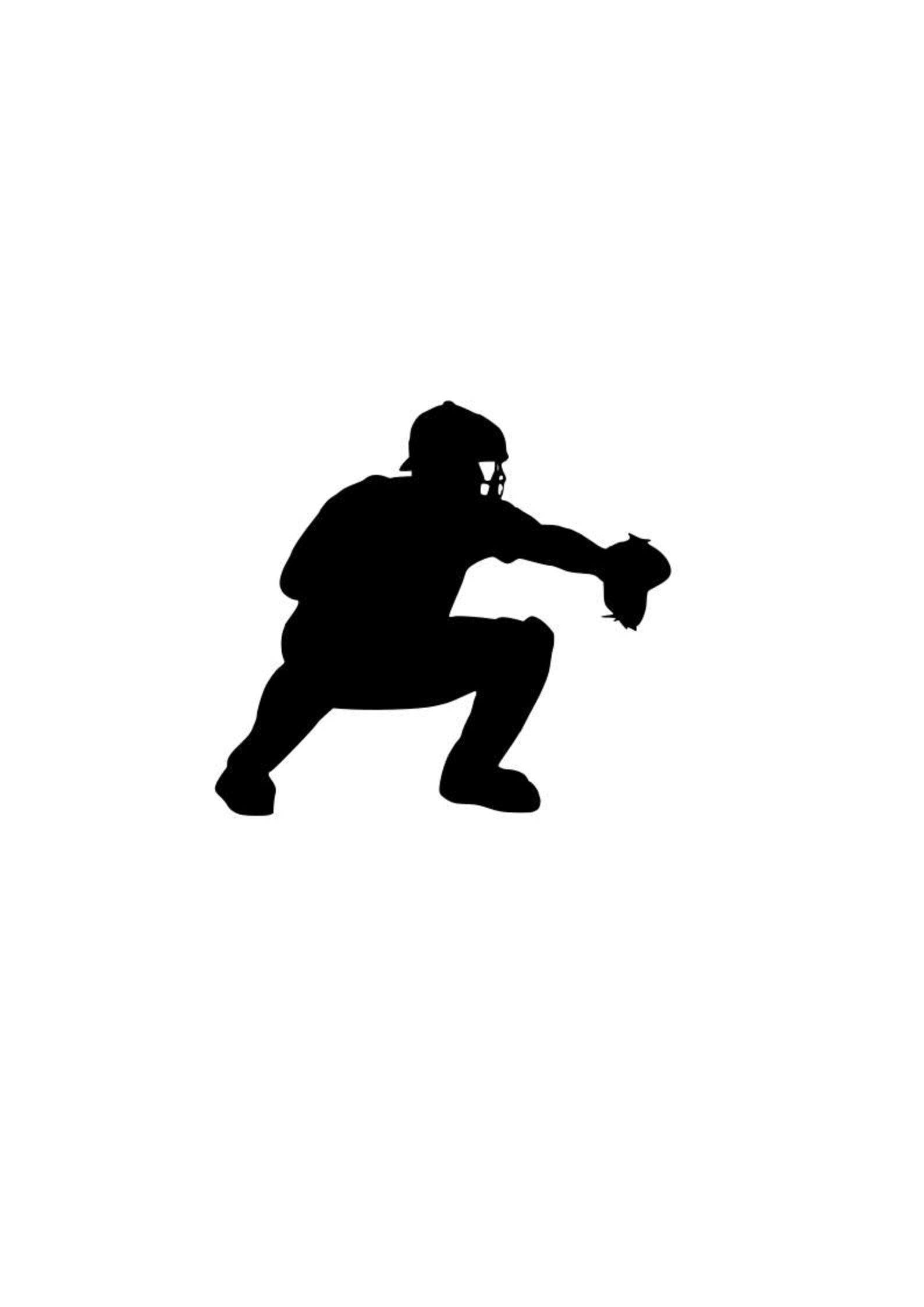 Baseball catcher svg logo outline laptop cup decal SVG Digital | Etsy