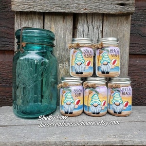 Beach Gnome Mini Mason Jar, Tiered Tray Decor, Beach Decor