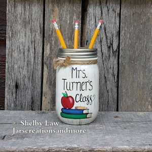 Personalized Handpainted Teacher Jar, Teacher Gift, Personalized Teacher Gift