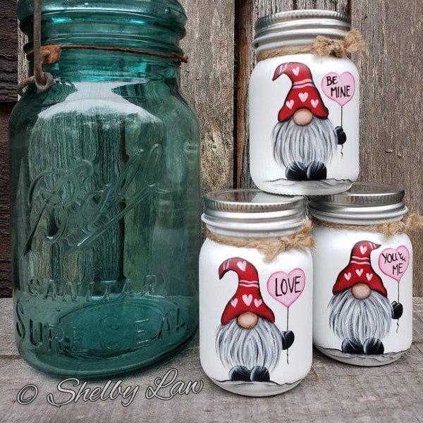 Valentines Day Gnome Mini Mason Jar, Love Perfect Mason, Tiered Tray Decor