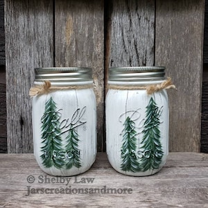 Pine Tree Pint-sized Mason Jar Decor, Listing is for One Jar