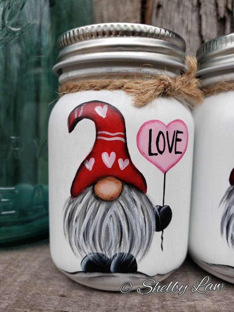 Valentines Day Gnome Mini Mason Jar Love Perfect Mason - Etsy