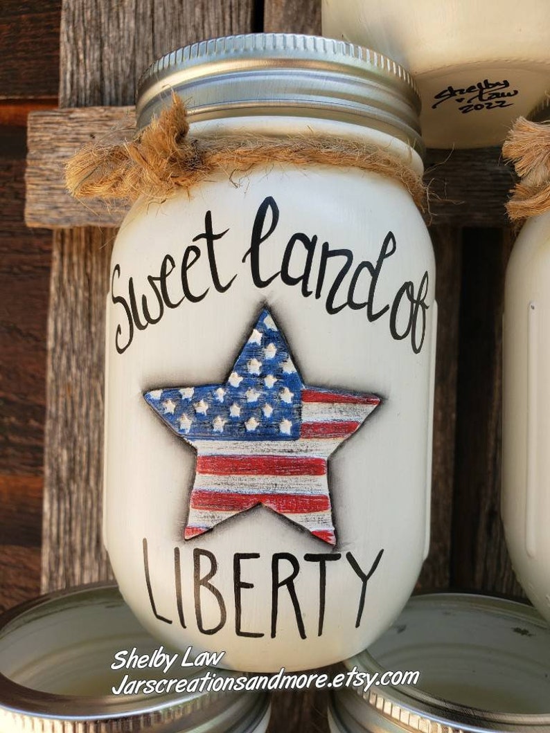 Patriotic Pint Size Mason Jars. Handpainted on Ball Keepsake Etsy
