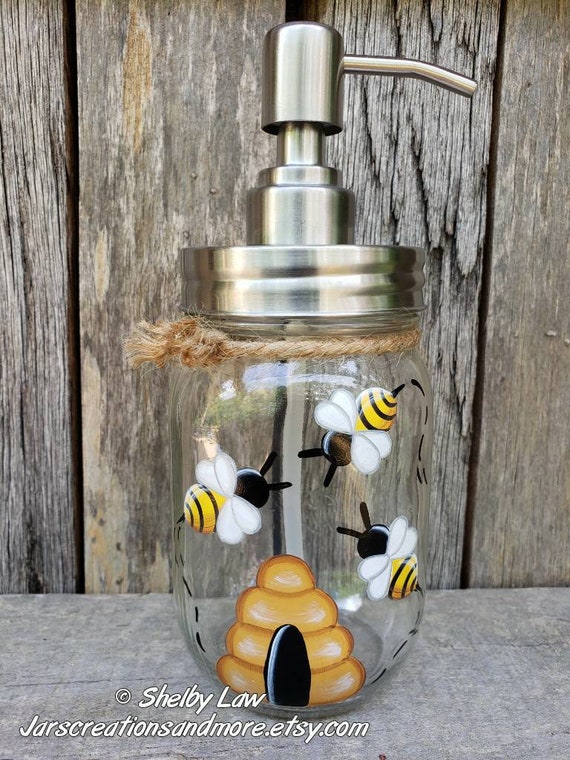Handpainted Bee Hive Mason Jar, 16oz Pint, Bee Decor - Etsy