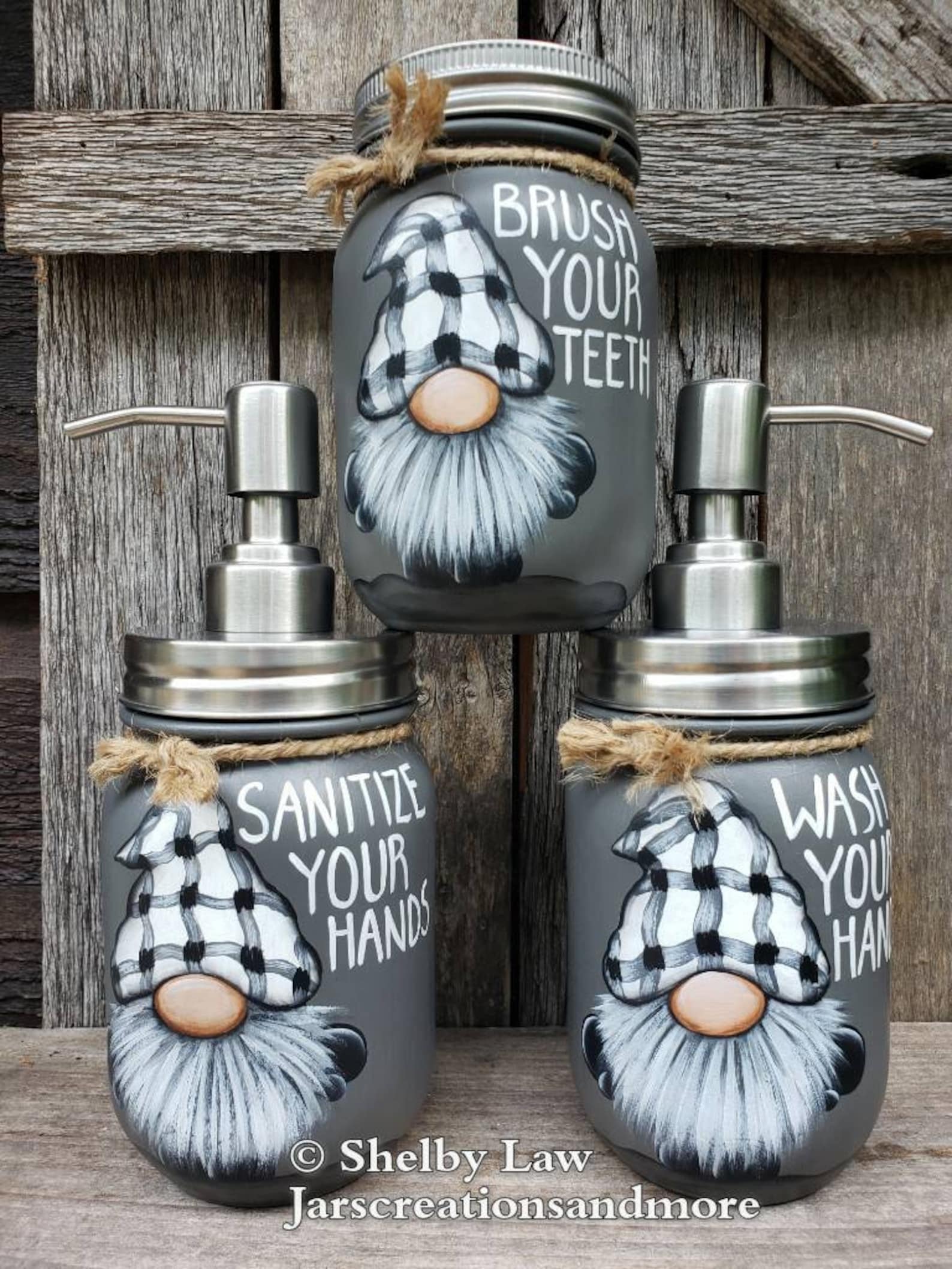 Individually Sold Gnome Soap Dispenser Wash Your Hands Mason Etsy