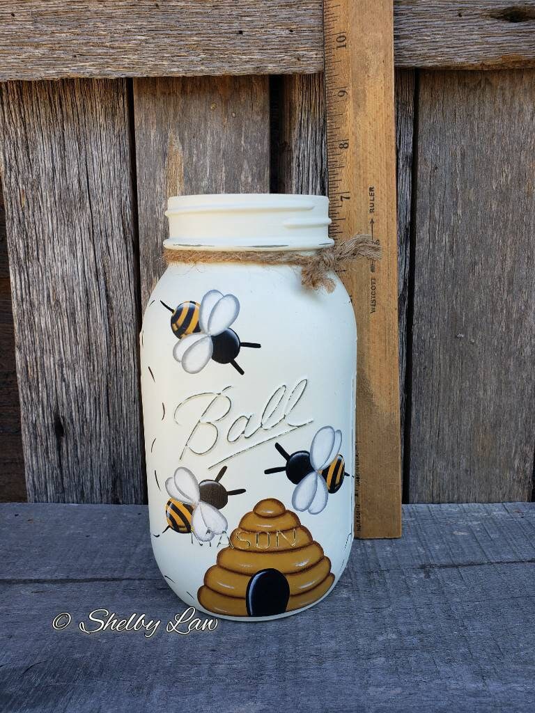 Honey Bee Mason Jar Quart Etsy