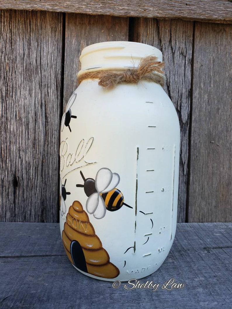 Honey Bee Mason Jar Quart Etsy