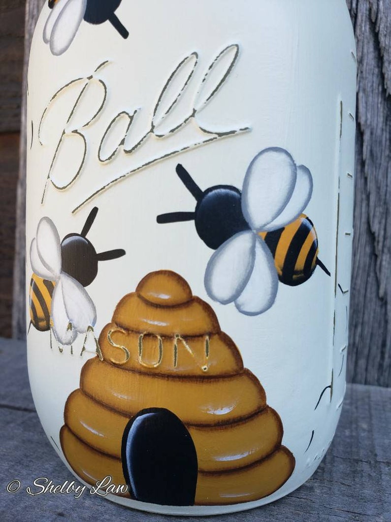 Honey Bee Mason Jar Quart Etsy