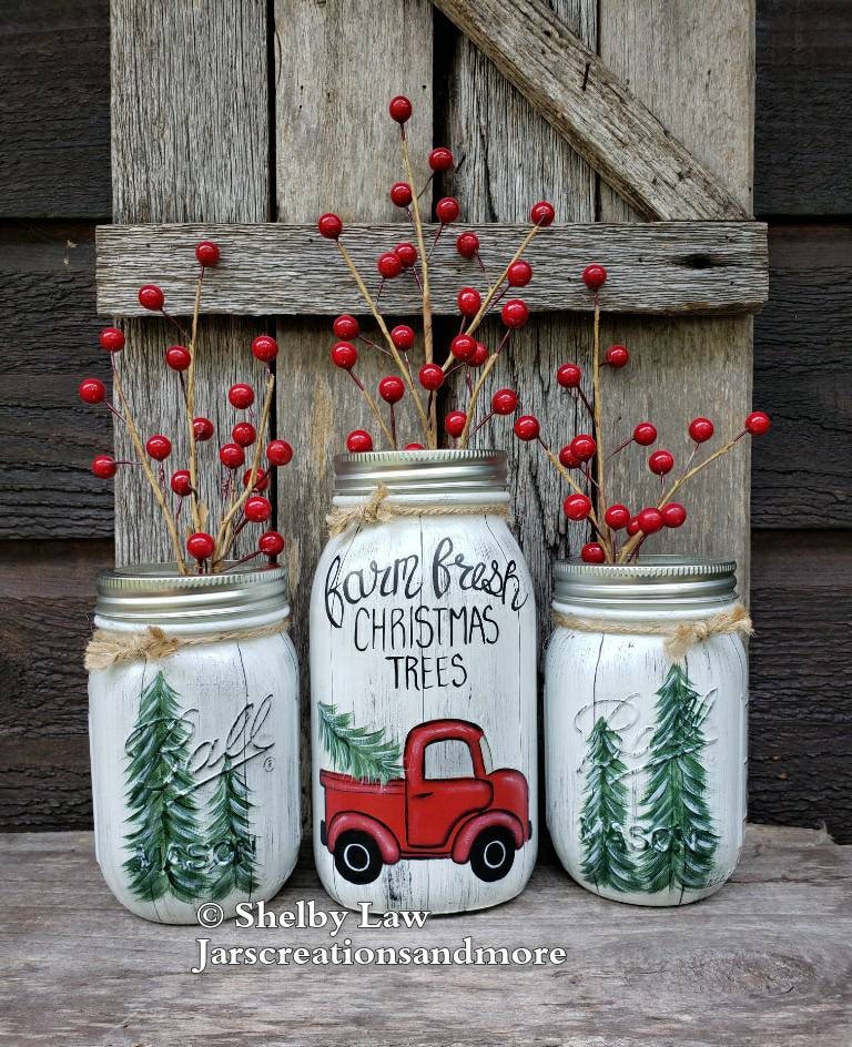 Mason Jar Christmas Tree - Country Design Style