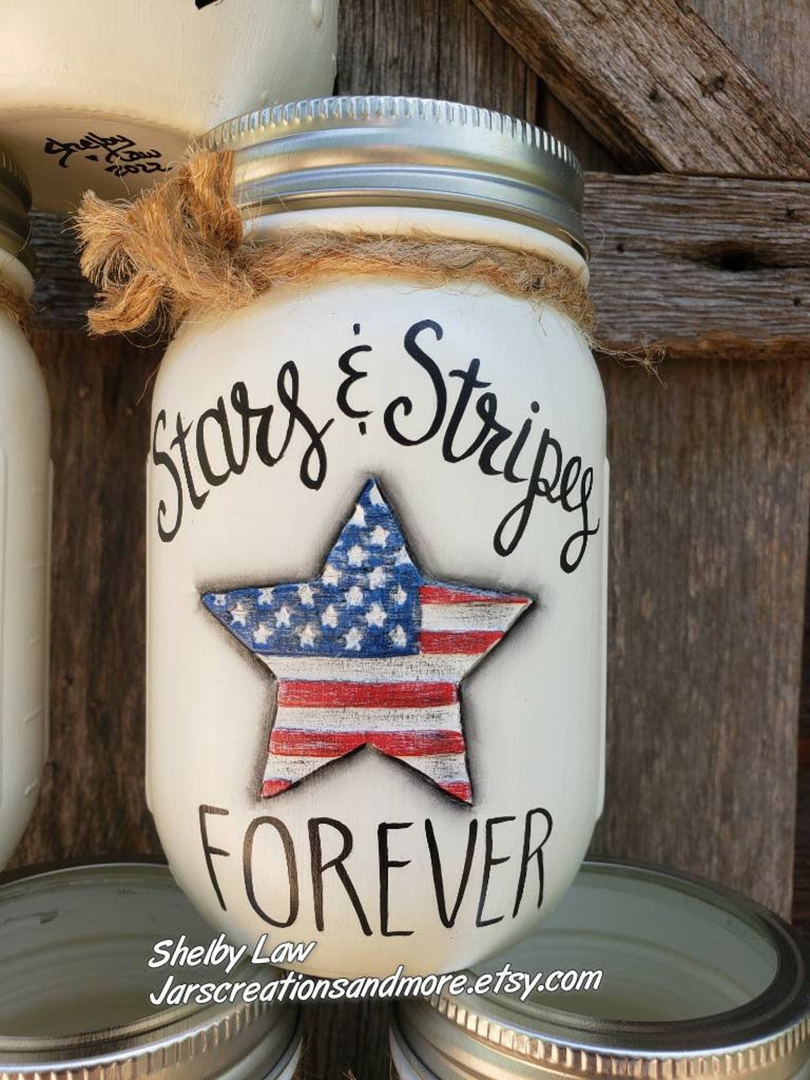 Patriotic Pint Size Mason Jars. Handpainted on Ball Keepsake Etsy