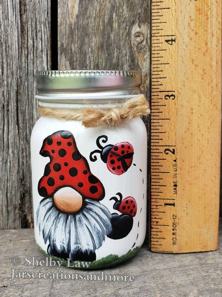 Ladybug Themed Gnome Mini Mason Jars Tiered Tray Decor | Etsy