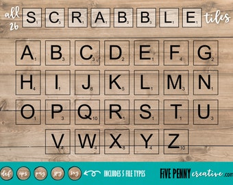 Scrabble Tiles SVG (JPG, PNG, eps, Cricut, Silhouette, cutting file, vector file) | scrabble letters | alphabet svg | letters cut file