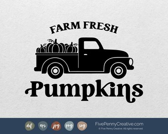 Farm Fresh Pumpkins Truck SVG: Fall Vector File (Digital Download)