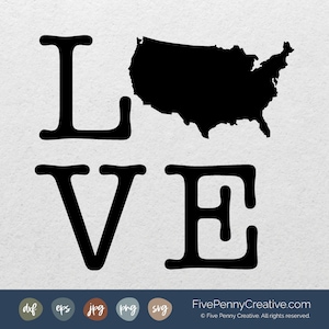Amo l&#39;America (SVG, PNG, EPS, Cricut, Silhouette, file di taglio, vettore), 4 luglio, 4 luglio, &#39;Merica, patriottico, americano