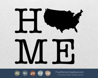 America Home SVG: Patriotic USA Map Cut File (Digital Download)
