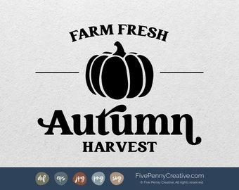 Farm Fresh Autumn Harvest SVG: Pumpkin Fall Vector (Digital Download)