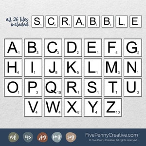 Letter Tiles SVG (JPG, PNG, eps, Cricut, Silhouette, archivo de corte, archivo vectorial) letras de juego de mesa, alfabeto svg, archivo de corte de letras