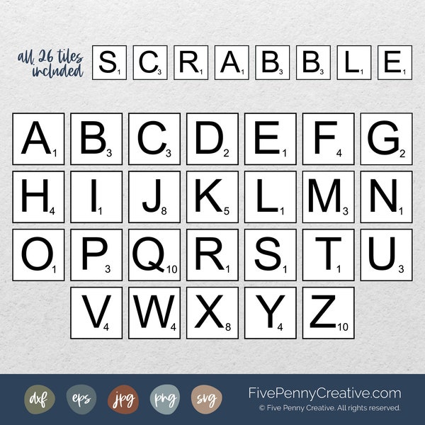 Letter Tiles SVG (JPG, PNG, eps, Cricut, Silhouette, cutting file, vector file) board game letters, alphabet svg, letters cut file