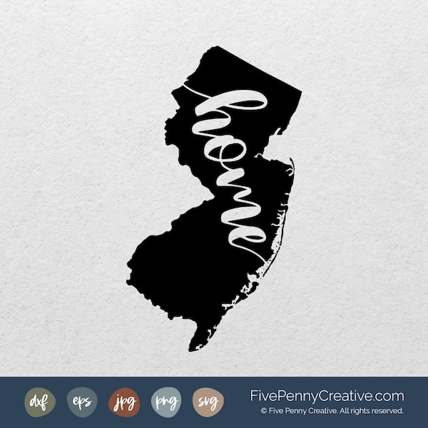 New Jersey Home State (SVG, PNG, EPS, Cricut, Silhouette, cutting file, vector file) | Love New Jersey | New Jersey Pride | New Jersey svg