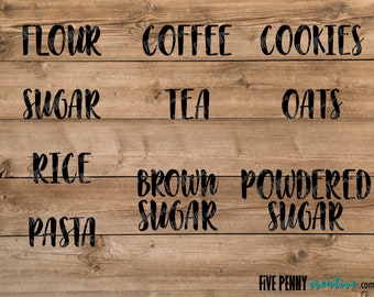 Rustic Canister Labels (SVG, PNG, EPS, Cricut, Silhouette, vector) | Flour Sugar Coffee | Kitchen Cut Files | Kitchen Jar Label | Farmhouse