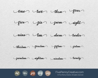 Calligraphy Table Numbers 1-20 SVG, PNG, JPG (Digital Download)