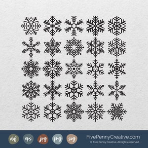 Snowflakes Set (SVG, PNG, EPS, Cricut, Silhouette, cutting file, vector file) | Different Snowflakes | Let It Snow | Snowflake Variety