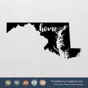 Estado de origen de Maryland (SVG, PNG, EPS, Cricut, silueta, archivo de corte, archivo vectorial) / Maryland Love / Maryland Pride / Maryland Cricut