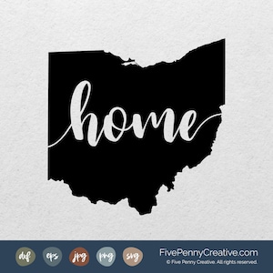 Ohio Home State (SVG, PNG, EPS, Cricut, Silhouette, cutting file, vector file)  |  Love Ohio  |  Buckeye State  |  Ohio Pride