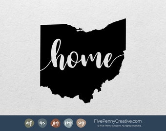 Ohio Home State (SVG, PNG, EPS, Cricut, Silhouette, Schneidedatei, Vektordatei) | Liebe Ohio | Buckeye Zustand | Ohio Pride