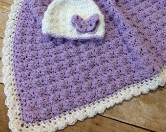 Lilac baby blanket, purple baby afghan, Handmade Baby Gift, Lilac Nursery, Baby girl Shower Gift, crochet purple baby blanket, baby keepsake