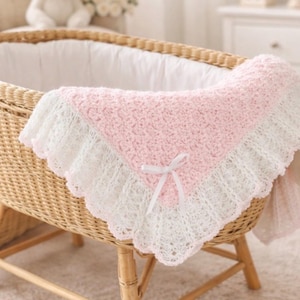 Pink and White Baby Blanket | Handmade Girl Blanket | Crochet Baby Girl Blanket | Baby Girl Shower Gift | Handmade Pink Blanket
