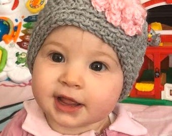 Crochet Baby Hat | Spring Hat for Baby | Baby Girl Hat | Crochet Baby Beanie | Baby Hat with Flower | Spring Fashion for Baby