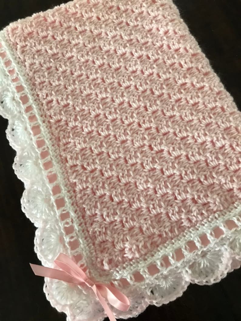 Crochet Pink and White Baby Blanket Pink Blanket Handmade Etsy Canada