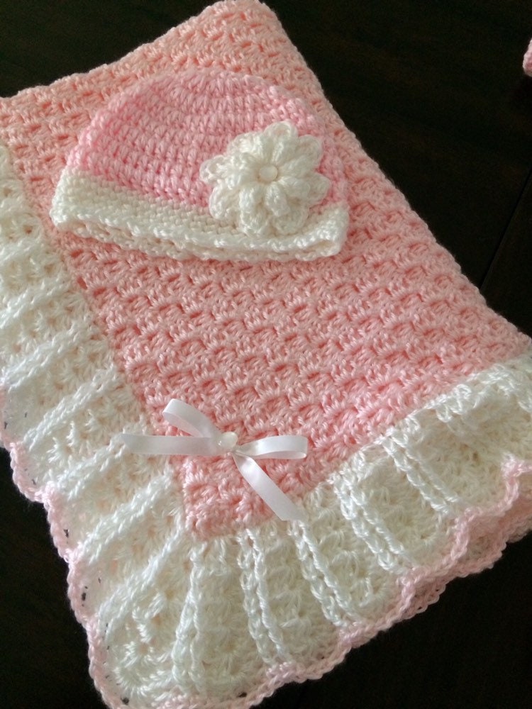 HAND CROCHET BABY BLANKET PINK/WHITE-SET OF 5 HELP A CANCER SURVIVOR! HAND CROCHET BABY BLANKET PINK/WHITE-SET OF 5 HELP A CANCER SURVIVOR!