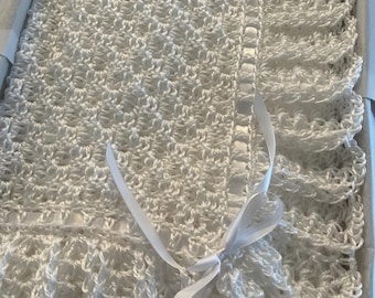 Baptism Blanket | Christening blanket | Baptism gift | Christening Keepsake | Crochet White Baby Blanket | White Lace Baby Blanket