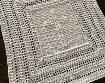 Baptism Blanket | Christening Blanket | Cross Blanket | Baby’s First Blessing | Crochet Christening Blanket | Christening Gift | Baptism