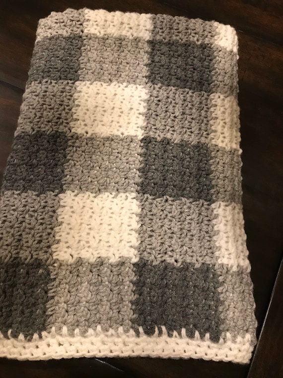 Crochet Baby Blanket Plaid Baby Blanket Crochet Checkered Baby