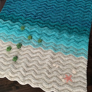 Sea Turtle Blanket Turtle Handmade Blanket Gift Crochet Turtle Gift Ocean Blanket Sea Turtle Throw Crochet Beach Blanket image 8