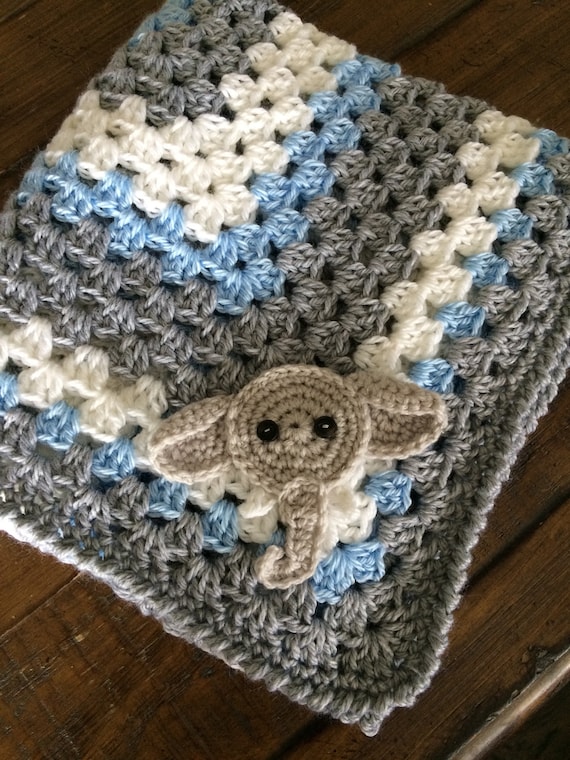 Crochet baby blanket with elephant pattern sale