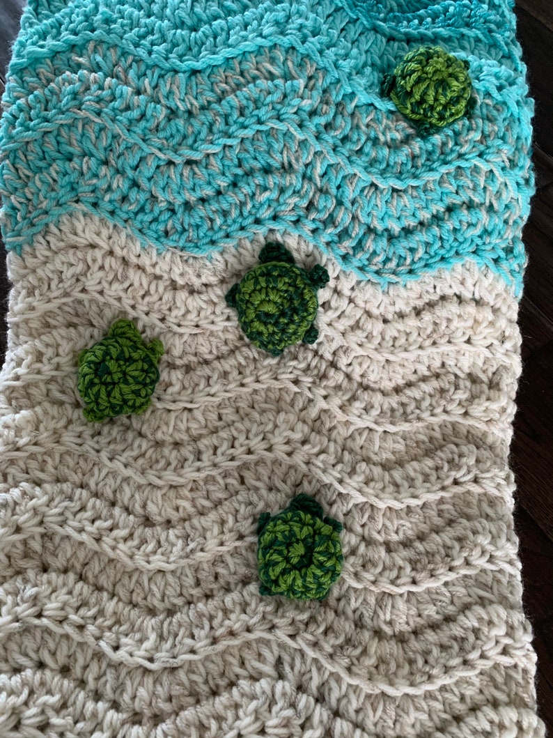 Sea Turtle Blanket Turtle Handmade Blanket Gift Crochet Turtle Gift Ocean Blanket Sea Turtle Throw Crochet Beach Blanket image 7