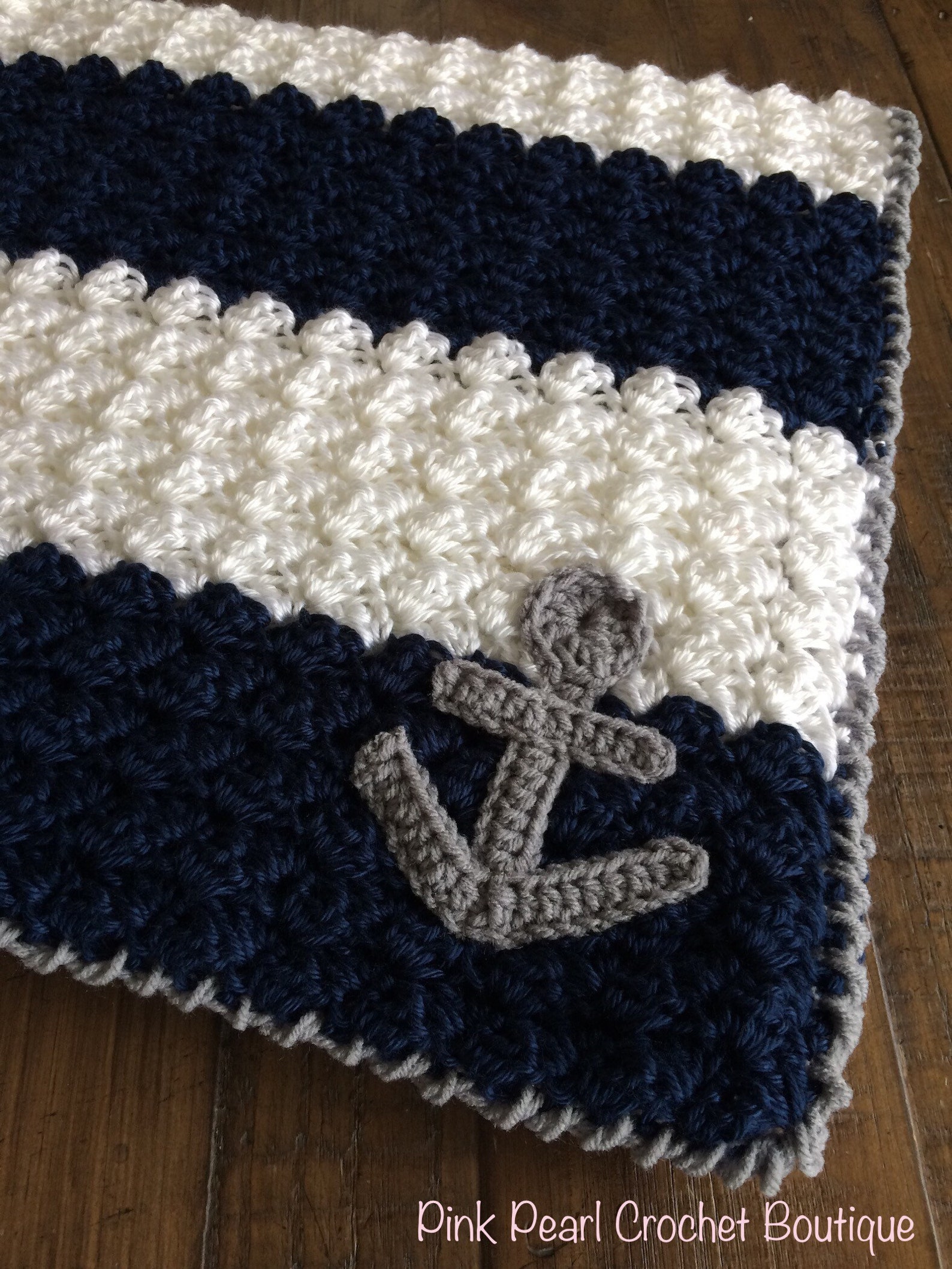 Marine Baby Blanket Nautical Baby Blanket Crochet Navy and Etsy