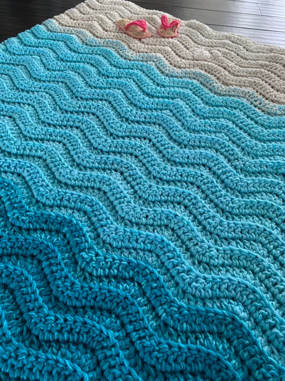 Sand Sea Sky Beach Blanket Crochet Pattern Ocean Crochet