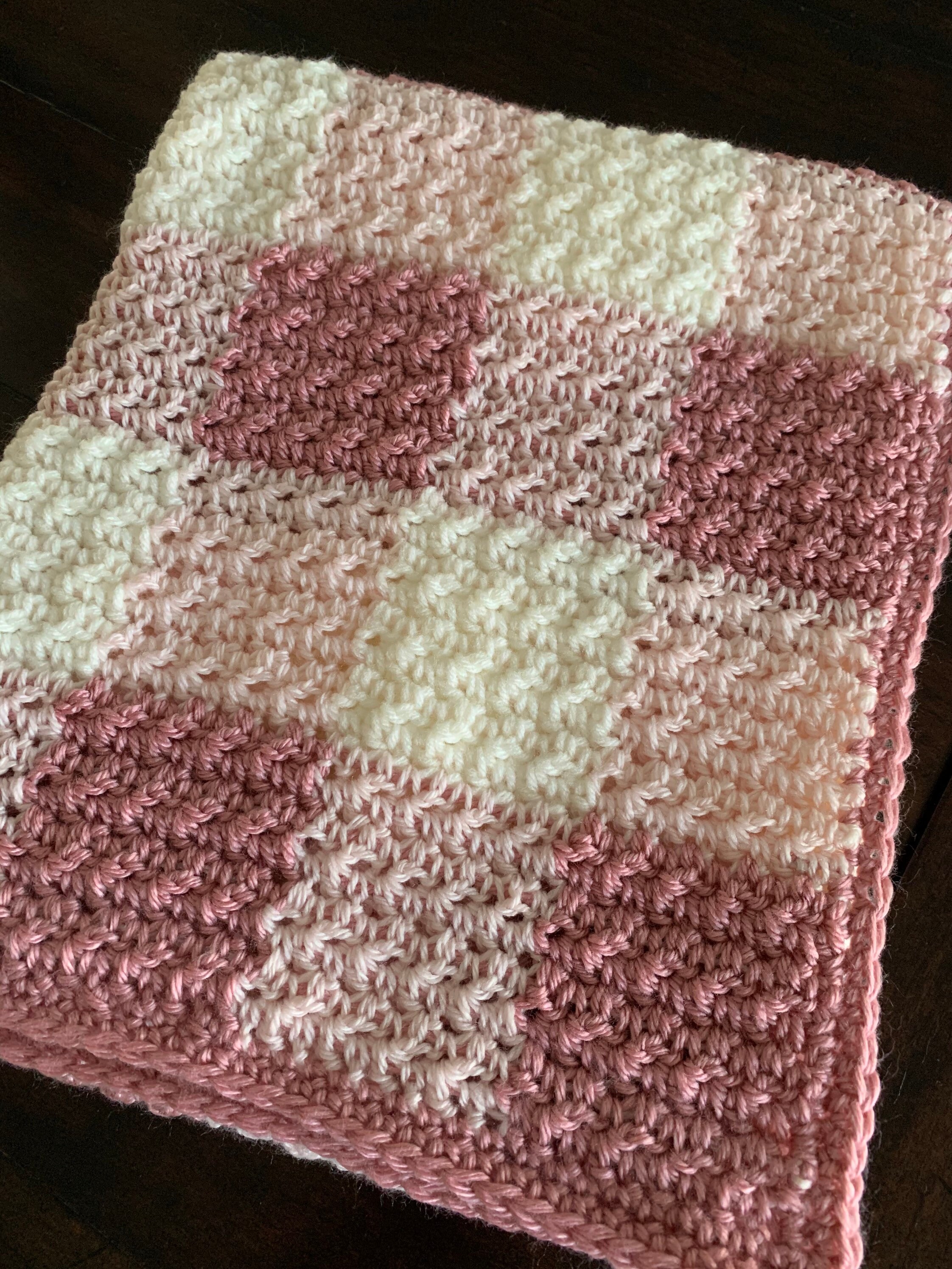 Pink Plaid Blanket Crochet Pink Blanket Crochet Blanket Etsy