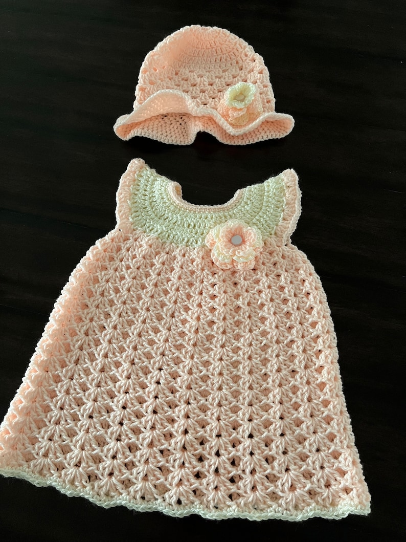 Crochet Baby Dress Handmade Baby Dress Crochet Baby Girl Outfit Summer Dress for Baby Spring Dress for Baby Easter Dress for Girl image 1