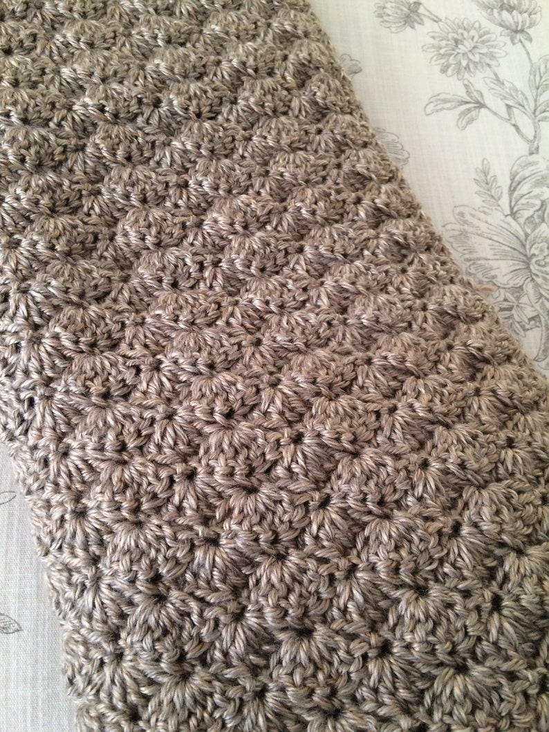 Crochet Baby Blanket Soft Brown and Teal