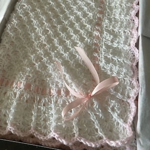 Crochet Baby Blanket |  Baby Blanket Handmade | White Baby Blanket | Baby Afghan Crochet | Lace Baby Blanket | Knit Baby Blanket