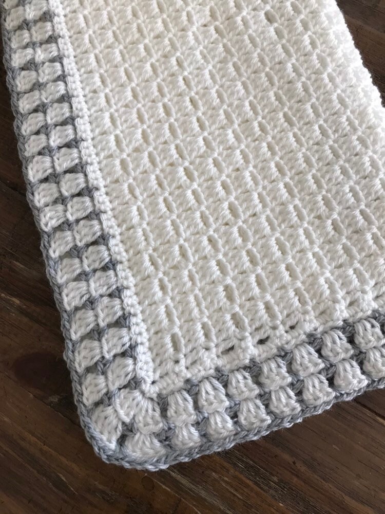Crochet White Grey Baby Blanket Crochet White Baby Blanket Gender