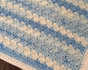 Crochet Baby Blanket Baby Boy Blanket Blue Baby Blanket Baby