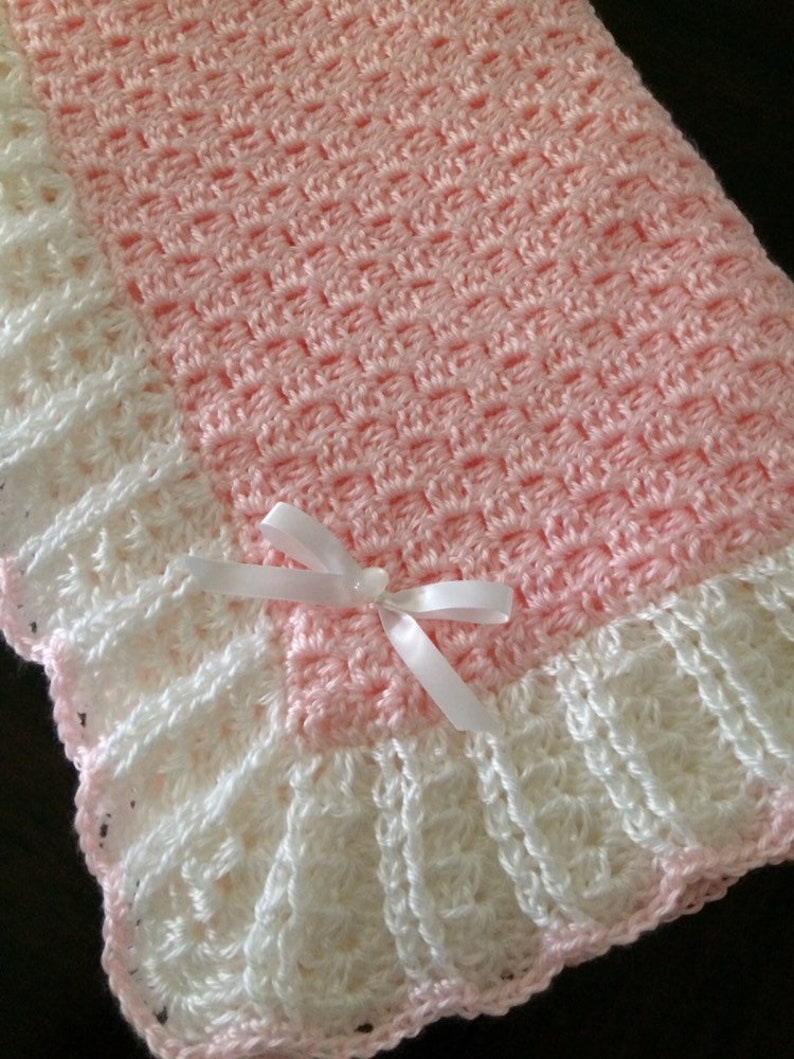 Pink and White Baby Blanket Handmade Girl Blanket Crochet Etsy
